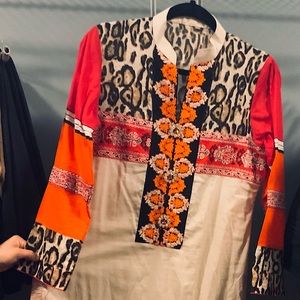 Thread Embroidery, Vibrant, Cotton, Long Kurta